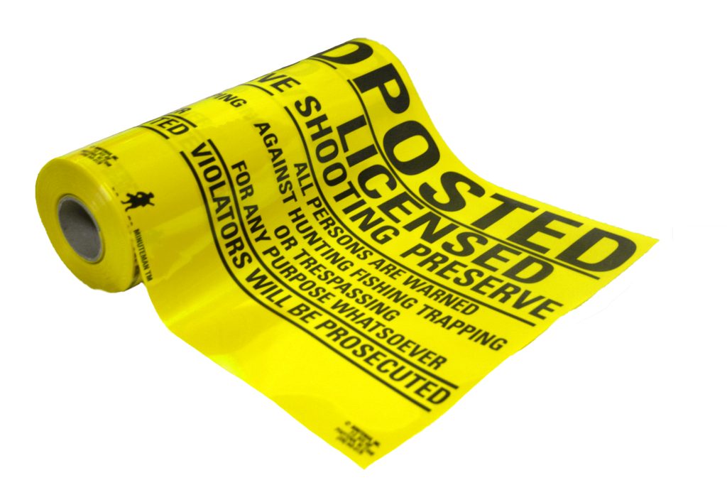 licensed shooting preserve signs on a roll bright yellow