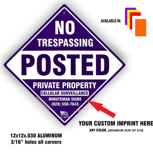 purple trespassing sign