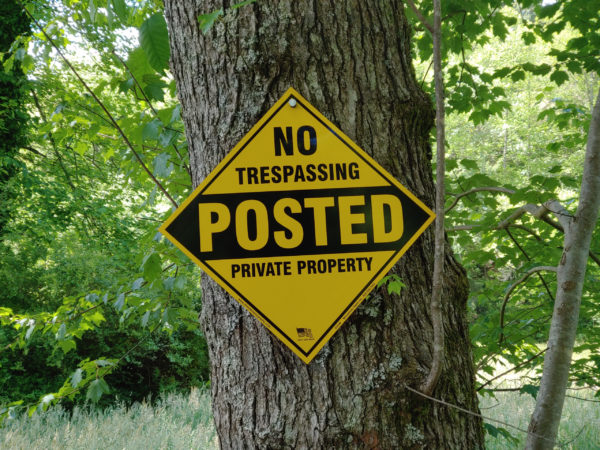 No Trespassing Posted Private Property PURPLE ALUMINUM Self Supporting Sign - Image 7