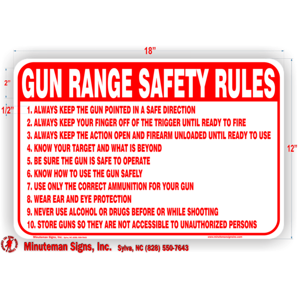 gun range safety rules 12 inches by 18 inches