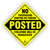 Small Diamond Boundary Marker No Trespassing Hunting Fishing Sign