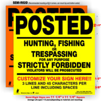 Minuteman Original Posted Hunting, Fishing or Trespassing Yellow/ Orange POLY Sign