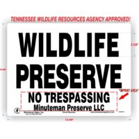 Aluminum Wildlife Preserve Sign Tennessee Wildlife Resources Agency and others